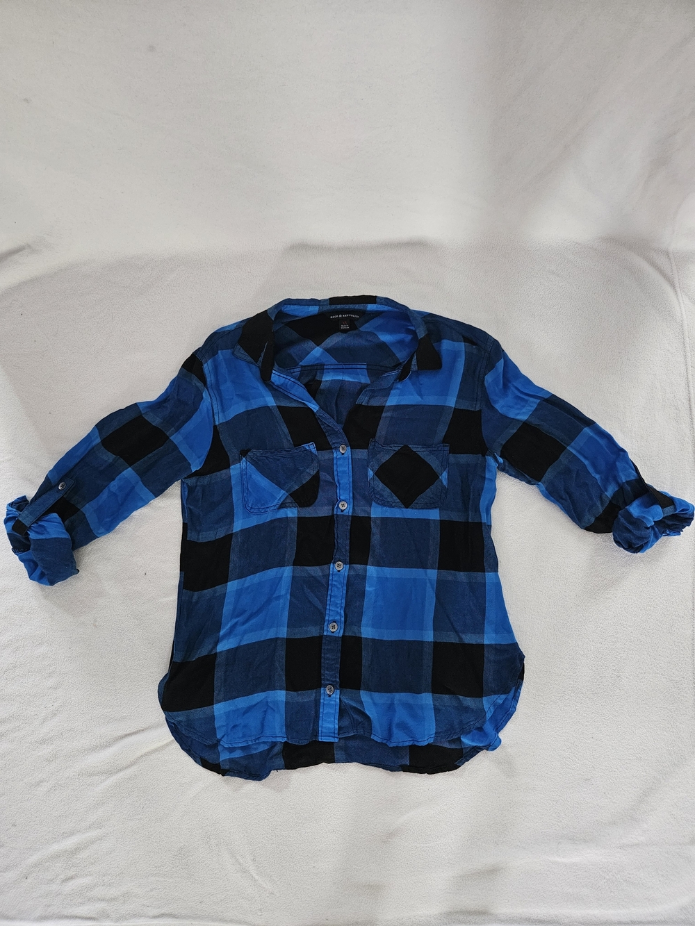Rock & Republic Blue and Black Plaid Button-Down Shirt - Kids